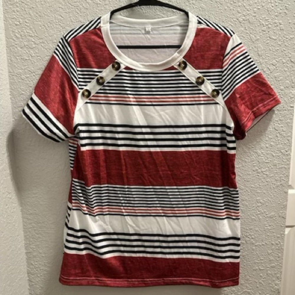 Red and Black Boxy Short Sleeve Tee